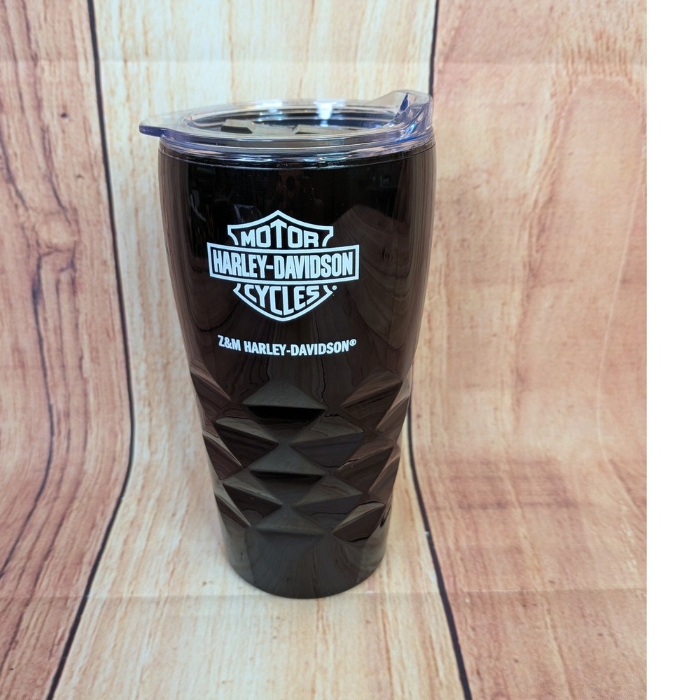 Harley-Davidson Z&M Black Geometric 16oz Travel Tumbler Cup with Lid